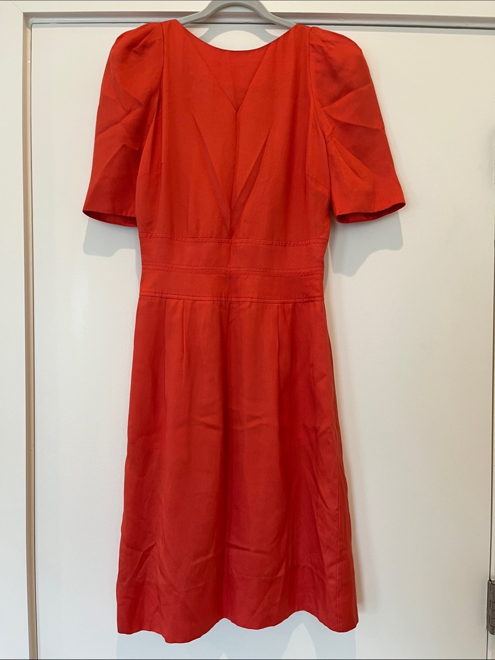 Biba Red Midi Dress with Puff Sleeves